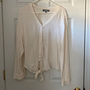 Large Marled Cream Button Down Blouse
